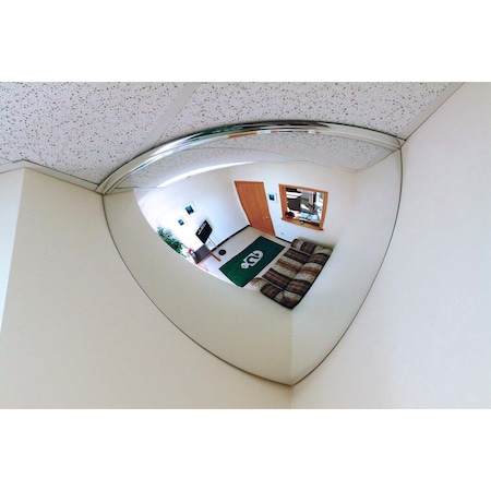 Se-Kure Outdoor Convex Mirror w/Z Bkt, 12", Polycarbonate, 26", None, Quarter-Round, 90 Degrees Viewing Angle ONV-90-26-PC